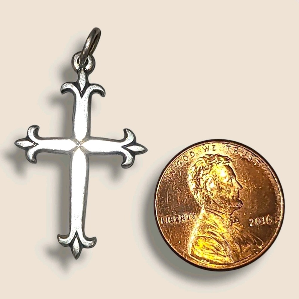 Retired James Avery Sterling Fleuree Medium Cross Pendant 1 1/4" Including Bale - Picture 3 of 6